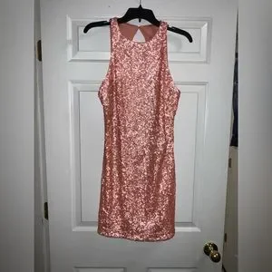 strapless open back dress Enchanting Muse Iridescent Sequin Mini Dress